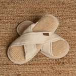 MENIQUE 100% Merino Wool Womens Linen & Wool Cross Slippers