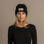 MENIQUE Logo 100% Merino Wool Womens Knit Beanie