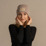 MENIQUE Logo 100% Merino Wool Womens Knit Beanie