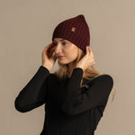 MENIQUE 100% Merino Wool Womens Knit Ribbed Beanie Merino