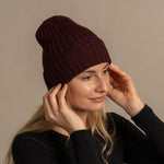 MENIQUE 100% Merino Wool Womens Knit Ribbed Beanie Merino