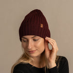 MENIQUE 100% Merino Wool Womens Knit Ribbed Beanie Merino