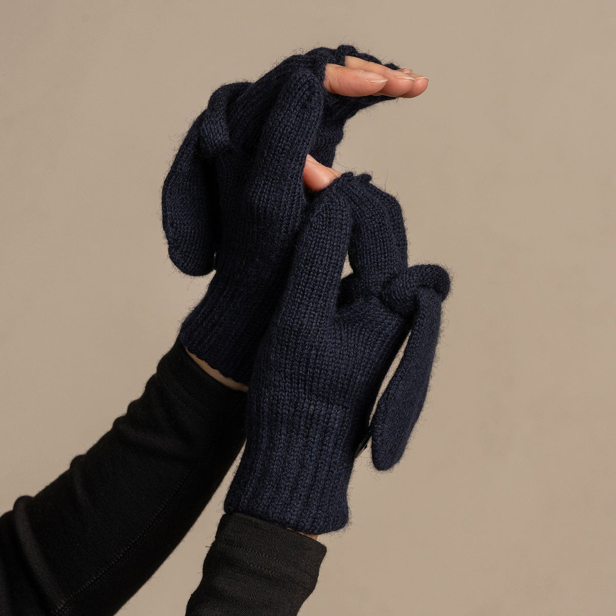 MENIQUE 100% Merino Wool Womens Knit Convertible Gloves Merino