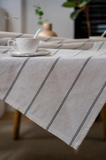 Desert Nile Stripes Cotton Linen Table Cloth | Hypoallergenic - Allergy Friendly - Naturally Free