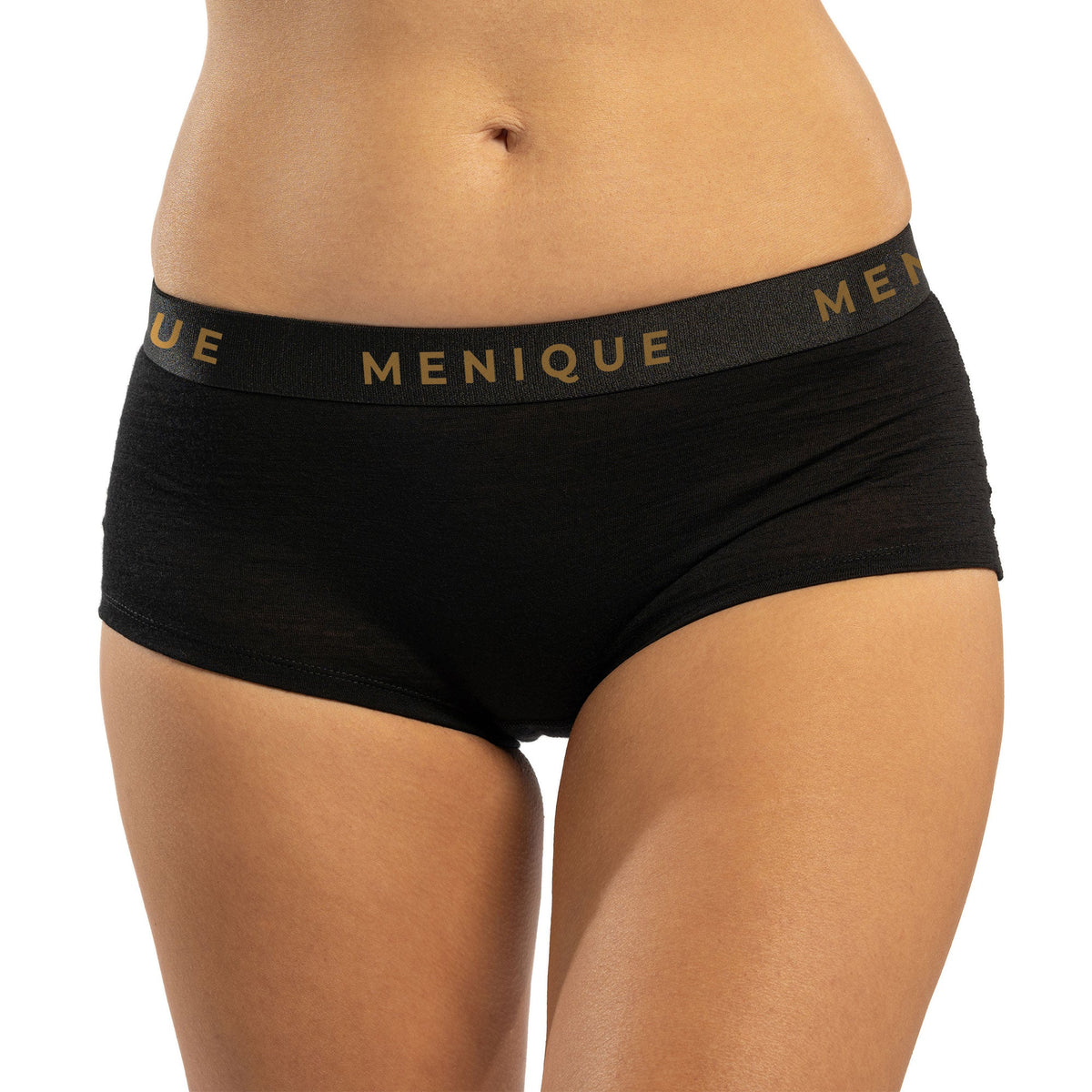 MENIQUE 100% Merino Wool Womens Tank Top & Boxers 2-Piece Black