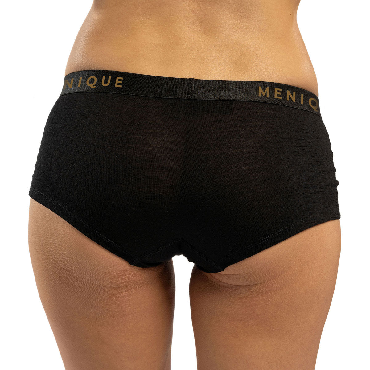 MENIQUE 100% Merino Wool Womens Boxer Shorts Black