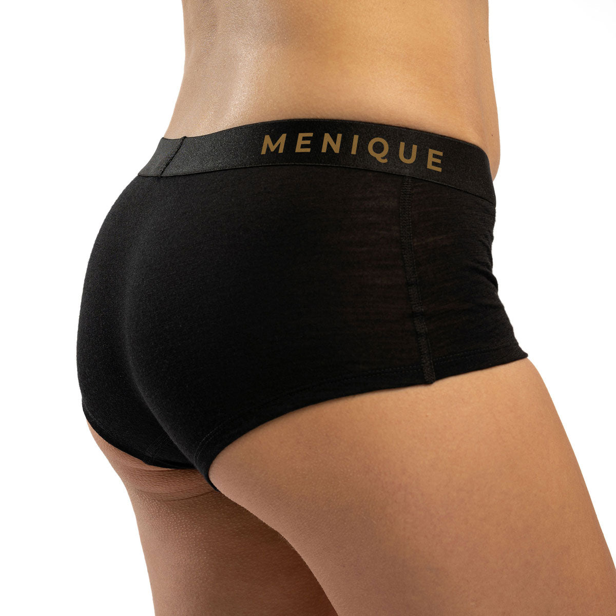 MENIQUE 100% Merino Wool Womens Boxer Shorts Black