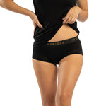 MENIQUE 100% Merino Wool Womens T-Shirt & Boxers 2-Piece Black