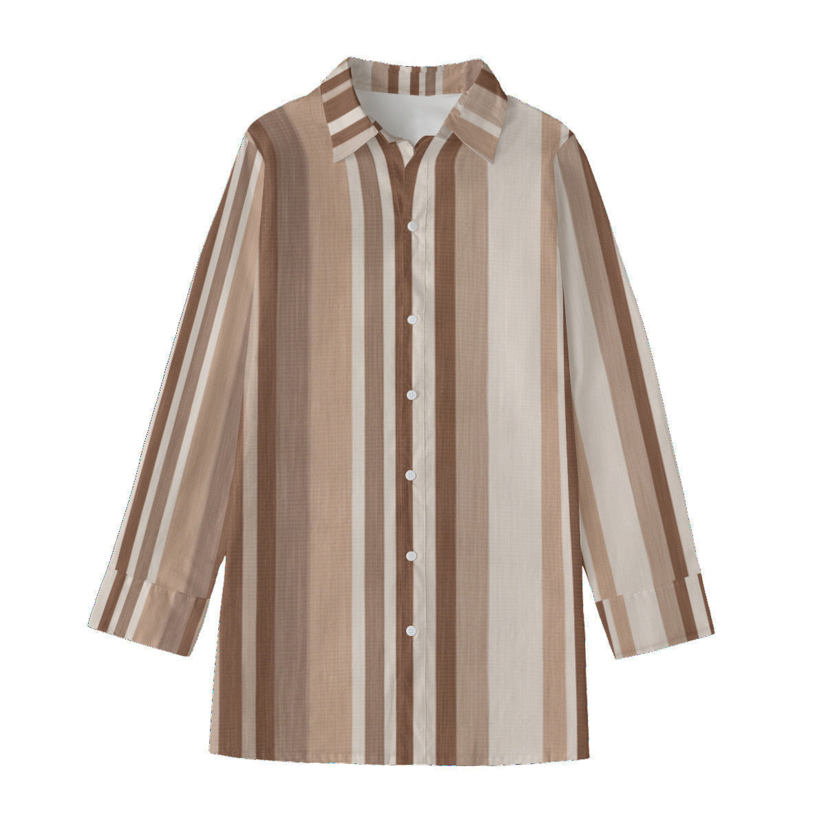 Earth Tones Stripes Button Up Cotton Blouse | Hypoallergenic - Allergy Friendly - Naturally Free