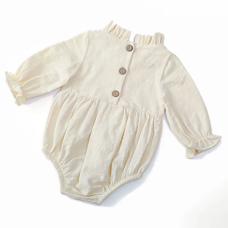 Earthy Chic Long Sleeve 100% Cotton Baby Girls Romper | Hypoallergenic - Allergy Friendly - Naturally Free