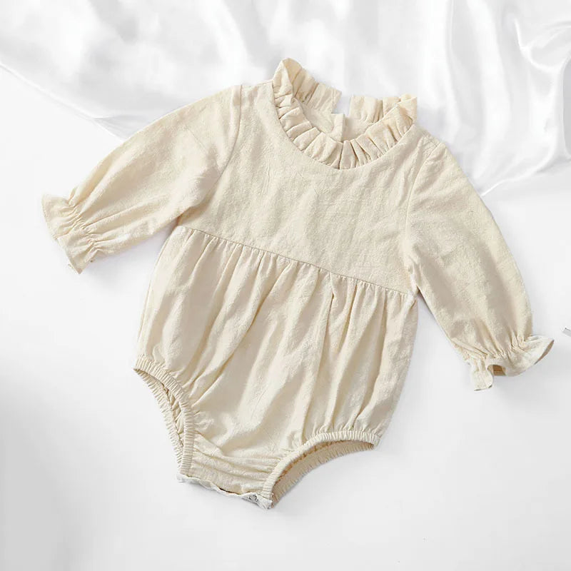 Earthy Chic Long Sleeve 100% Cotton Baby Girls Romper | Hypoallergenic - Allergy Friendly - Naturally Free