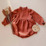 Earthy Chic Long Sleeve 100% Cotton Baby Girls Romper | Hypoallergenic - Allergy Friendly - Naturally Free