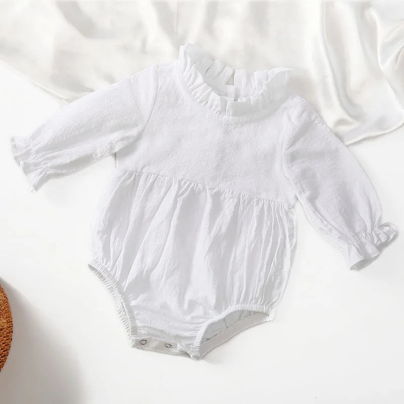 Earthy Chic Long Sleeve 100% Cotton Baby Girls Romper | Hypoallergenic - Allergy Friendly - Naturally Free