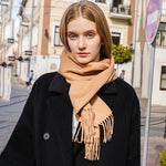 Earthy Tones Tassle Cashmere Womens Scarf | Hypoallergenic - Allergy Friendly - Naturally Free