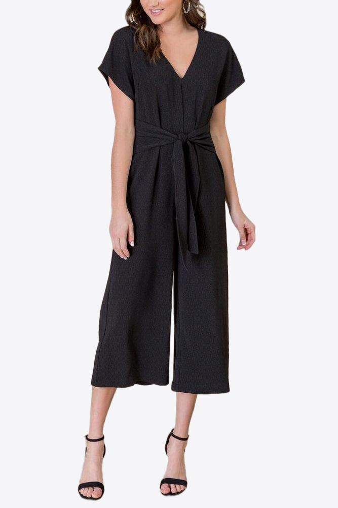 Ebony Twilight V-Neck Organic Cotton Jumpsuit | Hypoallergenic - Allergy Friendly - Naturally Free