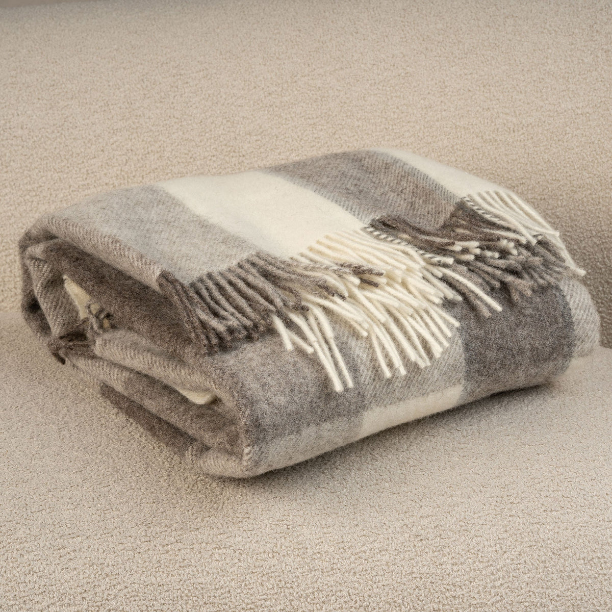 MENIQUE Virgin Wool Check Plaid Blanket Edinburg