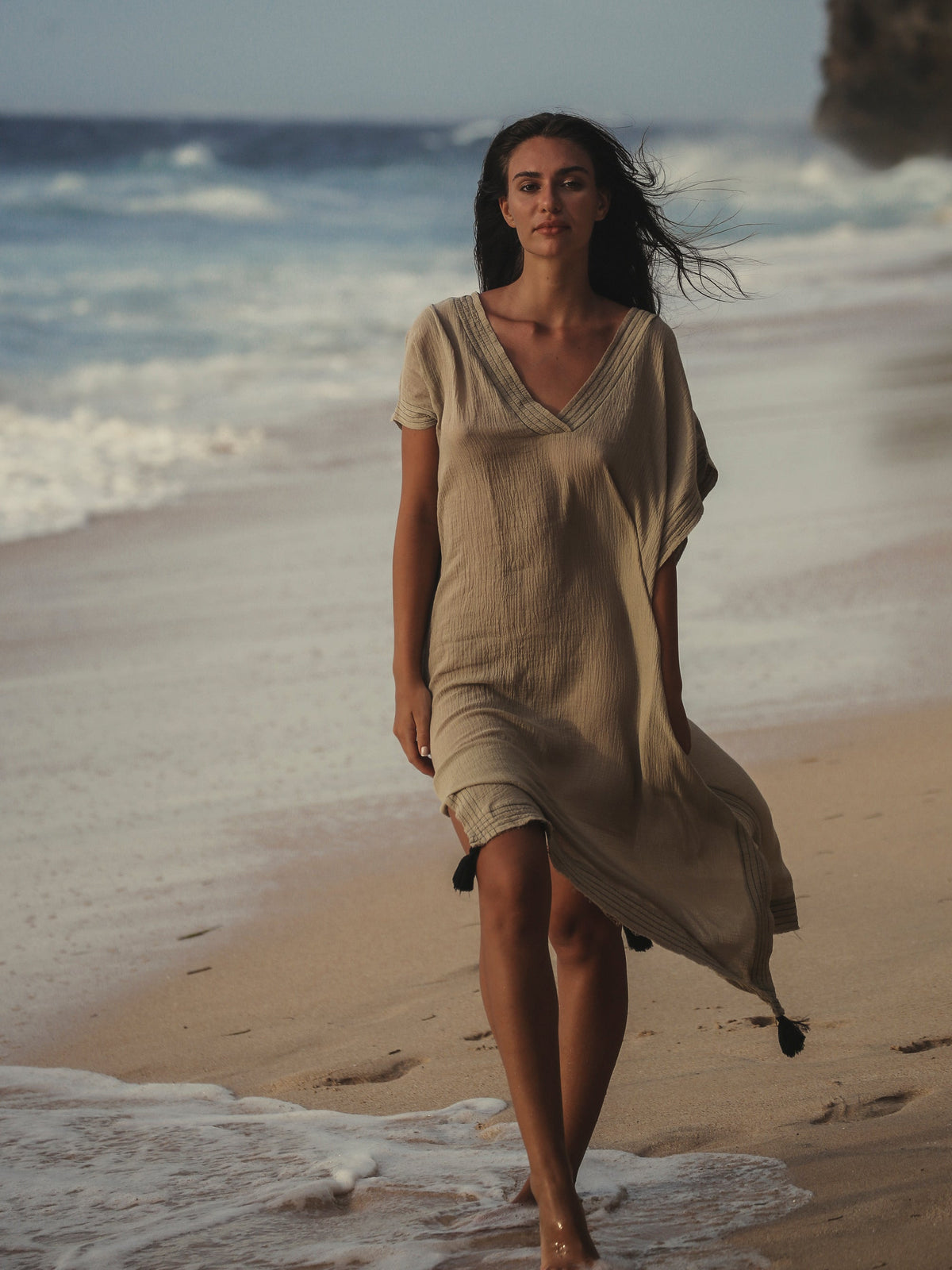 THE HAND LOOM Ela Kaftan - Khaki Green