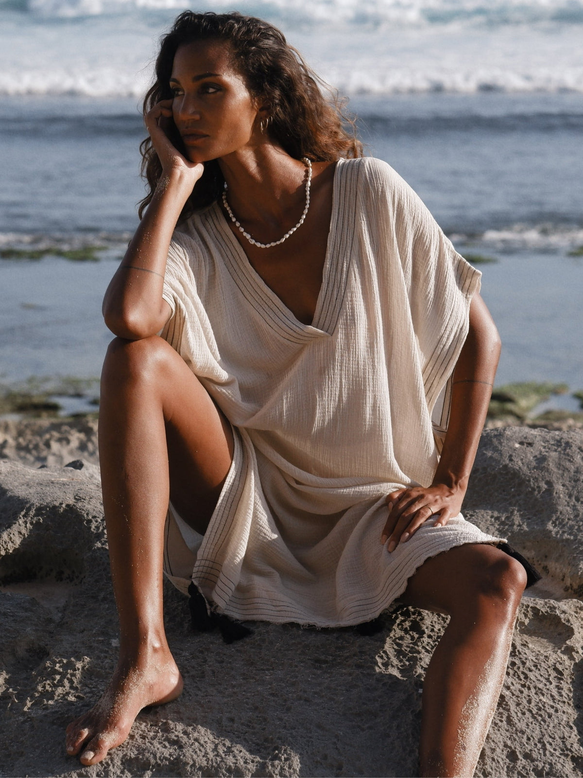 THE HAND LOOM Ela Kaftan - Natural