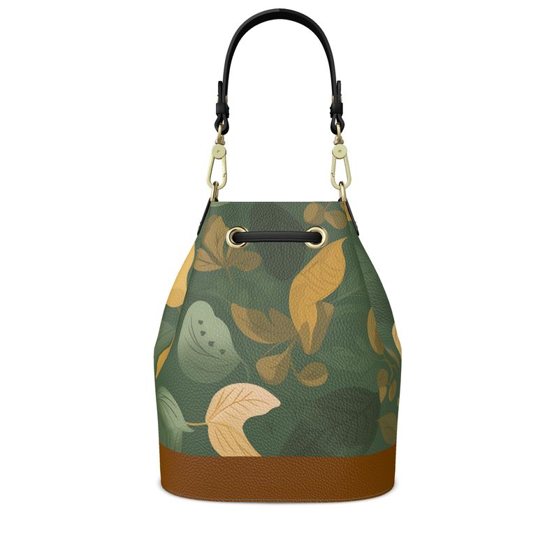 Emerald Canopy Floral 100% Leather Bucket Bag | Hypoallergenic - Allergy Friendly - Naturally Free