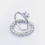 Ethereal Gem 2 Pcs Zircon Sterling Silver Ring | Hypoallergenic - Allergy Friendly - Naturally Free