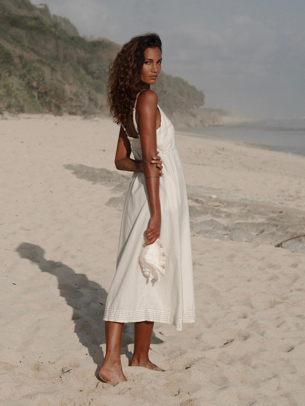 THE HAND LOOM Eva Maxi 100% Organic Cotton Womens Dress - Natural