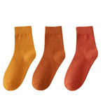 Fall Foilage 3 Pcs Solid Cotton Womens Socks | Hypoallergenic - Allergy Friendly - Naturally Free