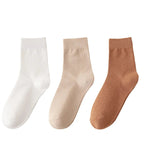 Fall Foilage 3 Pcs Solid Cotton Womens Socks | Hypoallergenic - Allergy Friendly - Naturally Free