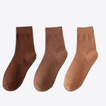 Fall Foilage 3 Pcs Solid Cotton Womens Socks | Hypoallergenic - Allergy Friendly - Naturally Free