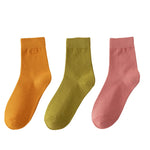 Fall Foilage 3 Pcs Solid Cotton Womens Socks | Hypoallergenic - Allergy Friendly - Naturally Free