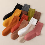 Fall Foilage 3 Pcs Solid Cotton Womens Socks | Hypoallergenic - Allergy Friendly - Naturally Free