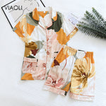 Floral Garden Shorts Lounge Viscose Pajamas Set | Hypoallergenic - Allergy Friendly - Naturally Free