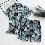 Floral Garden Shorts Lounge Viscose Pajamas Set | Hypoallergenic - Allergy Friendly - Naturally Free