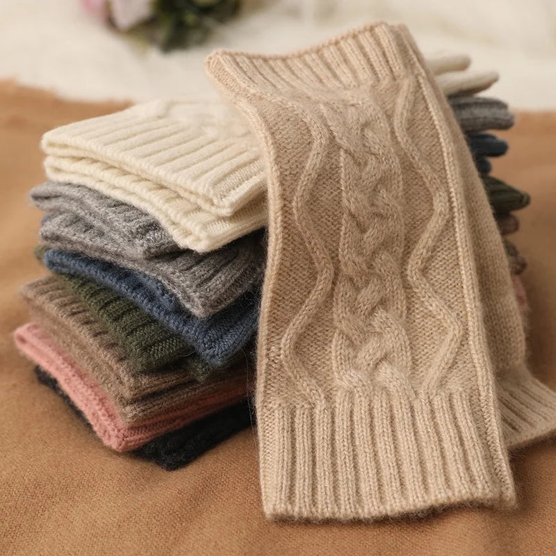 Frosty Chic Fingerless Knit Cashmere Womens Gloves | Hypoallergenic - Allergy Friendly - Naturally Free