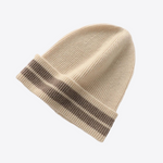 Golden Frost Stripes Winter Cashmere Womens Hat | Hypoallergenic - Allergy Friendly - Naturally Free