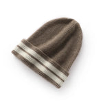 Golden Frost Stripes Winter Cashmere Womens Hat | Hypoallergenic - Allergy Friendly - Naturally Free