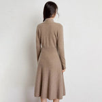 Grainy Fields V-Neck Knit Cashmere Wool Midi Dress | Hypoallergenic - Allergy Friendly - Naturally Free