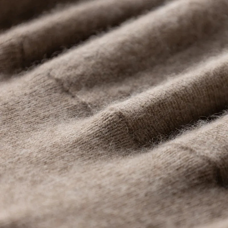 Grainy Fields V-Neck Knit Cashmere Wool Midi Dress | Hypoallergenic - Allergy Friendly - Naturally Free