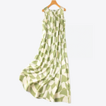 Green Grass Plaid 19MM Mulberry Silk Midi Dress | Hypoallergenic - Allergy Friendly - Naturally Free