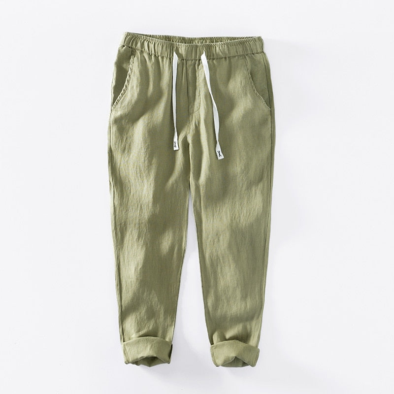 Green Leaf 100% Linen Mens Pants | Hypoallergenic - Allergy Friendly - Naturally Free