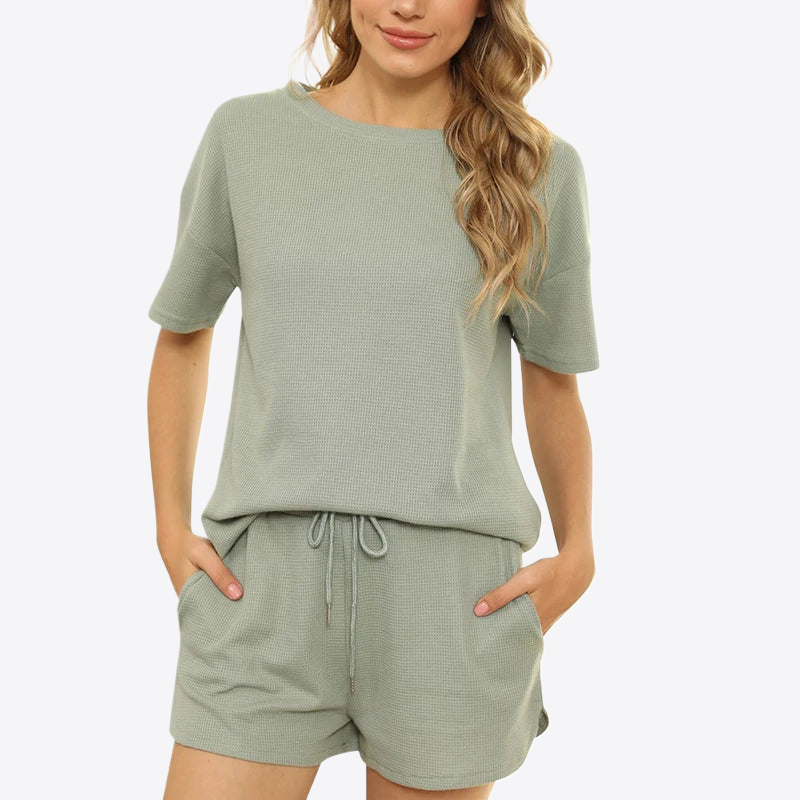 Green Pastures Ribbed Cotton Loungewear Set | Hypoallergenic - Allergy Friendly - Naturally Free