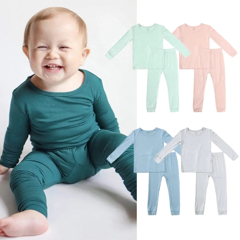 Green Trees 2 Pcs Bamboo Kids Baby Pajamas | Hypoallergenic - Allergy Friendly - Naturally Free