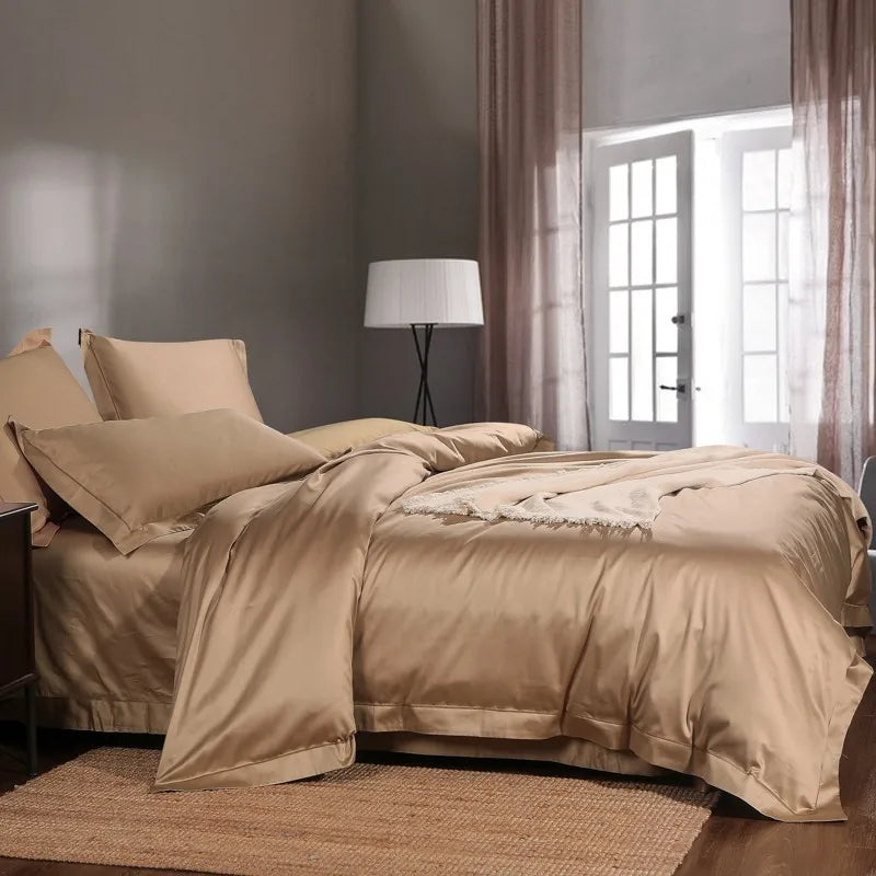 Ivory Lux 1000TC 4Pcs 100% Egyptian Cotton Duvet Cover, Bed Sheet & Pillowcase Bed Set