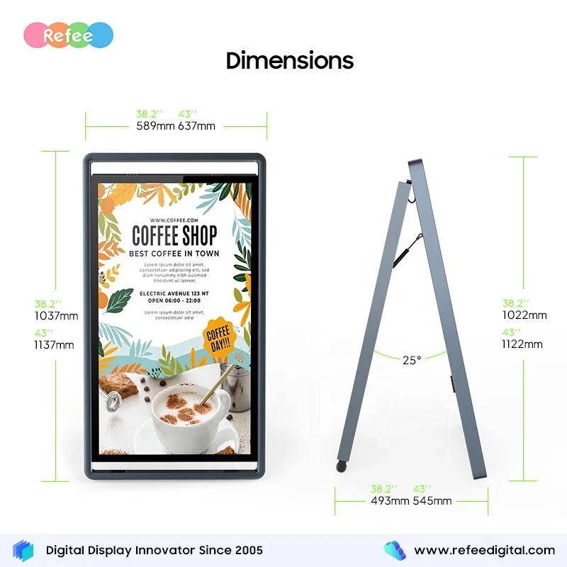 Solar Panel Waterproof Digital Poster Foldable Portable LCD Advertising Screen Solar Battery Powered Outdoor Digital Signage