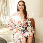 Abstract Floral Kimono Cotton Viscose Womens Robe