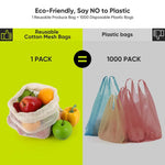 Healthy Eats Biodegradable Mesh Organic Cotton Vegetable Fruit Bags