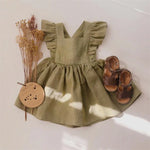 Bohemian Ruffles Linen Cotton Girls Dress