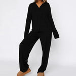 Rainy Coast 2Pcs V-Neck Long Sleeves Pants Viscose Womens Pajama Set