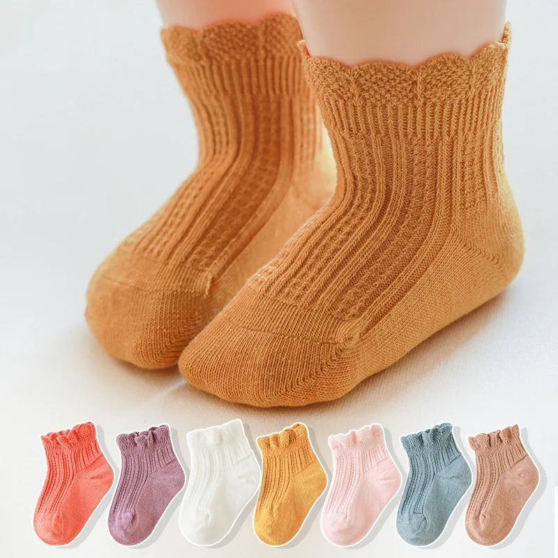 Spring Hues Ruffle Ankle 100% Cotton Kids Socks