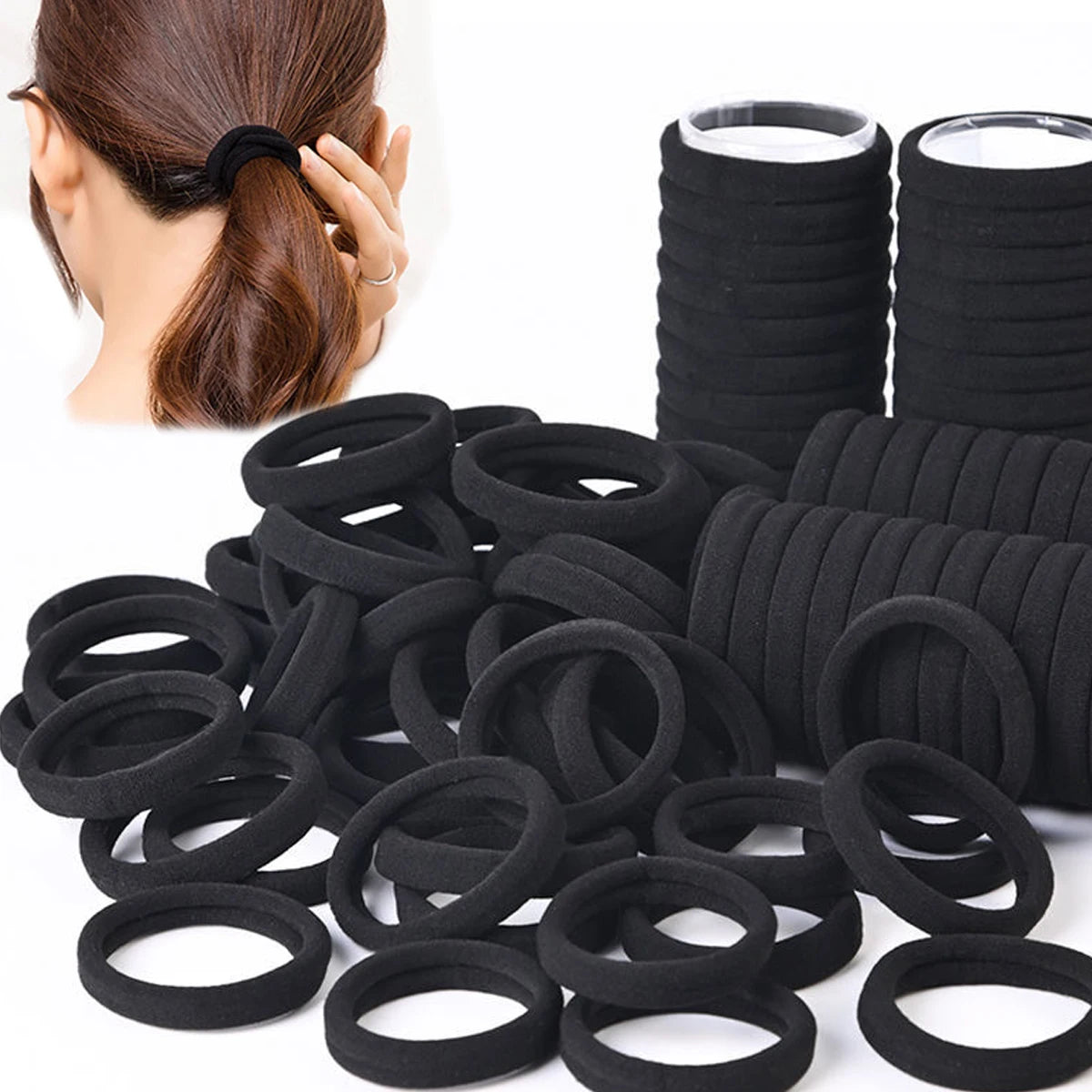 Natural Mane 50Pcs Soft Cotton Elastic Hair Ties