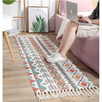 Bohemian Nights Aztec Hand Woven Cotton Linen Tassel Rug